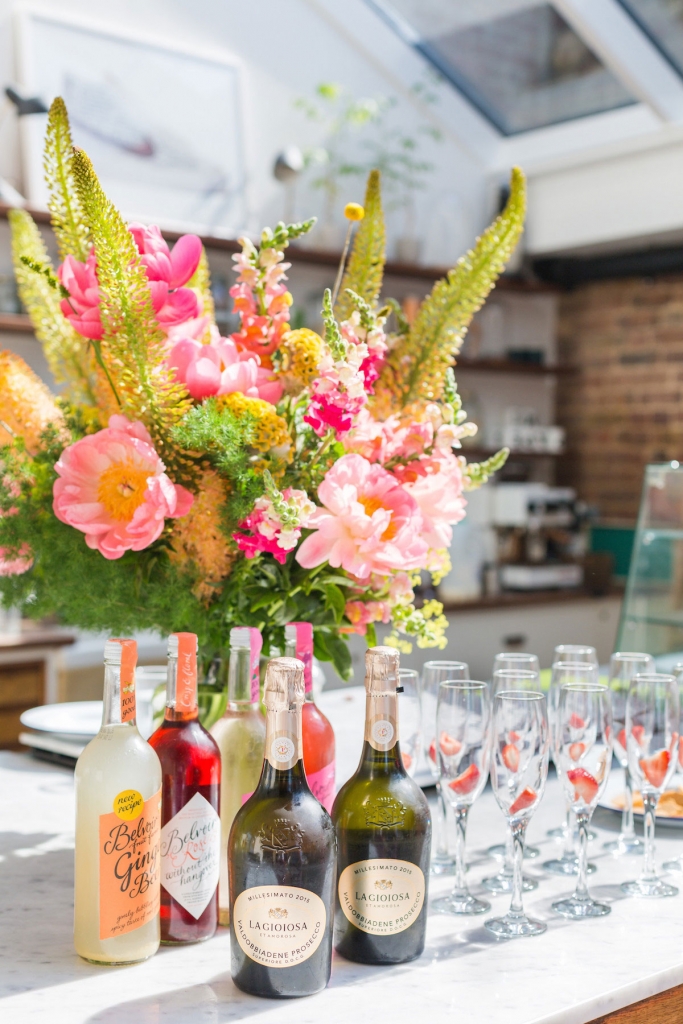 champagne and flowers are the perfect way to end a stylish event, hosted by interior stylist Sophie robinson and branding expert Fiona Humberstone