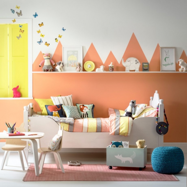 The spring personality os oerfect for a childs interior design scheme. Here warm orange and vibrant yellow work to make a soft yet uplifting colour scheme