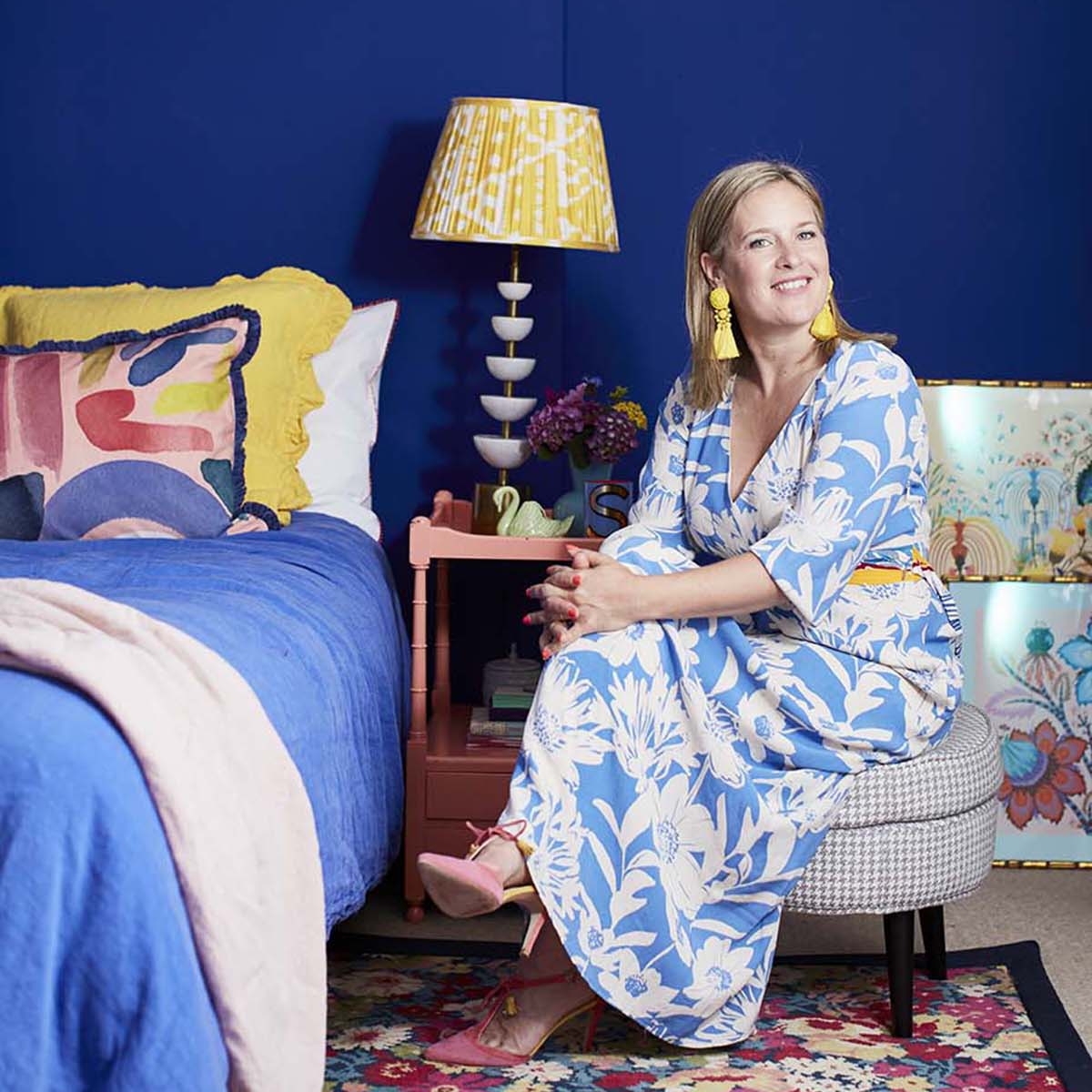 Alternative Flooring rug and portrait in the home of interior designer sophie robinson