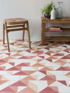 Interior Designer Sophie Robinson chooses favourite encaustic cement tiles Smink Things geometric orange