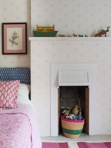 Interior Designer Sophie Robinson interviews textile and wallpaper designer Molly Mahon - pale pink spot and star wallpaper