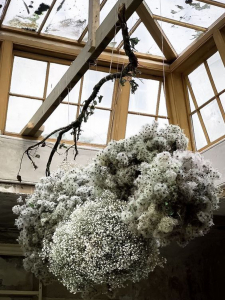 These create flower clouds were created by florist Kate Langdale for a Philipa Stanton book launch. Interior designer Sophie Robinson finds out more about her and her floral creations as part of her Designer Spotlight feature #florist #katelangdale #sophierobinson