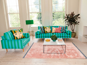 Luke Edward Hall designs a limited edition collection for Habitat including bold circus stripe sofas and illustrative cushions. Sophie Robinson takes a look at the capsule collection. #habitat #lukeedwardhall #sophierobinson