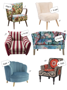 cut out images of Sophie Robinson's favourite statement chairs