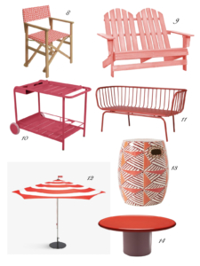 pink and red garden furniture cut out shopping page by Sophie Robinson